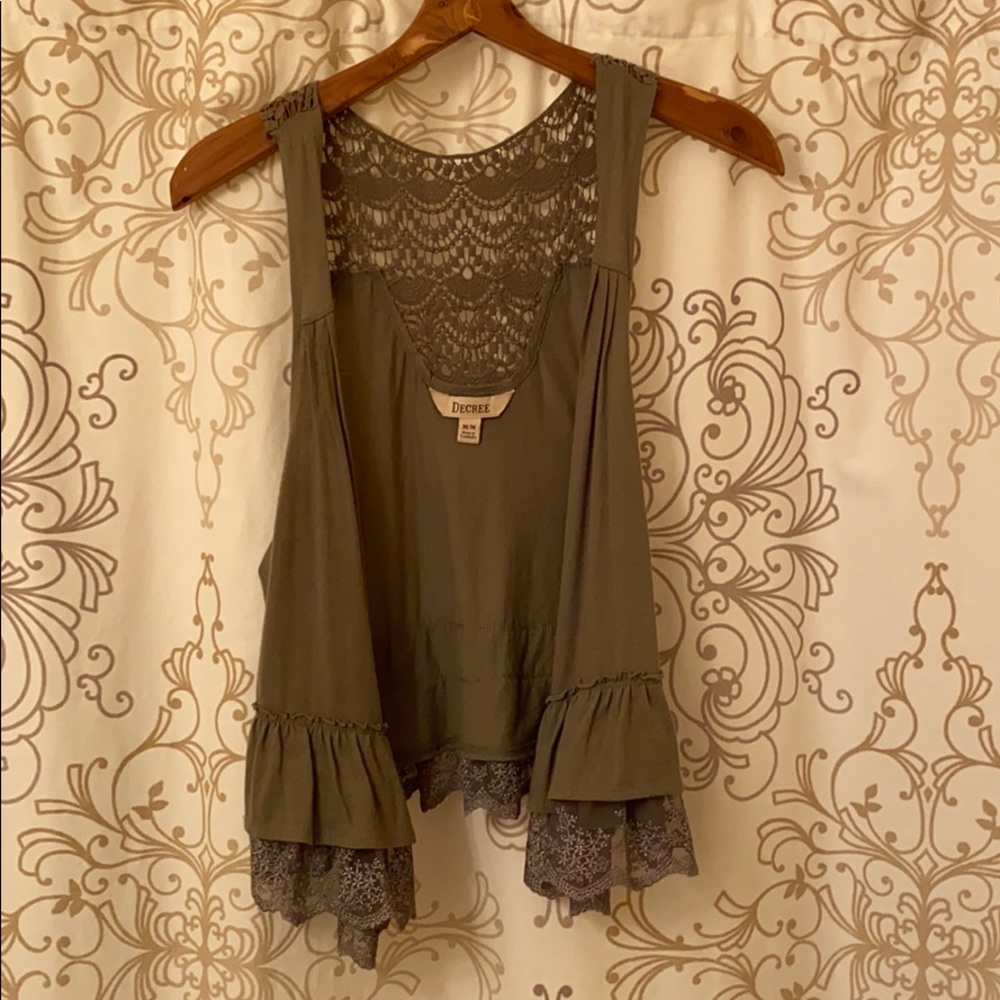 Olive green sleeveless cardigan